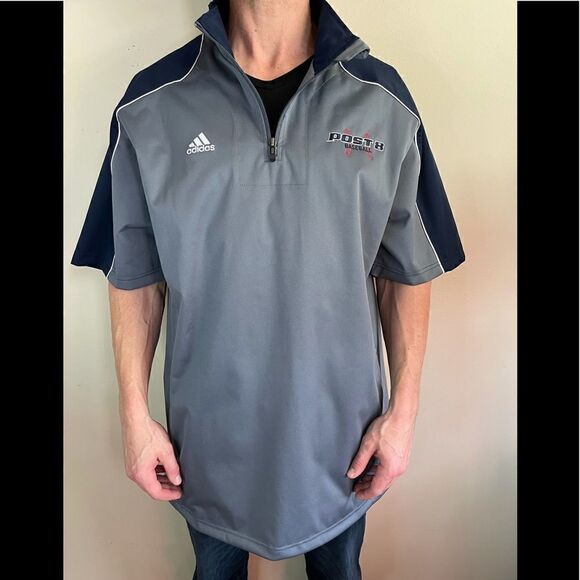 Adidas Men’s Gray & Blue Short Sleeve “Post 8 Baseball” Athletic Top (Size: XL) - Picture 10 of 11
